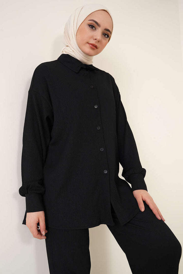BGD Women T5858 Knitted Hijab Two-Piece Set - Black - Avondale