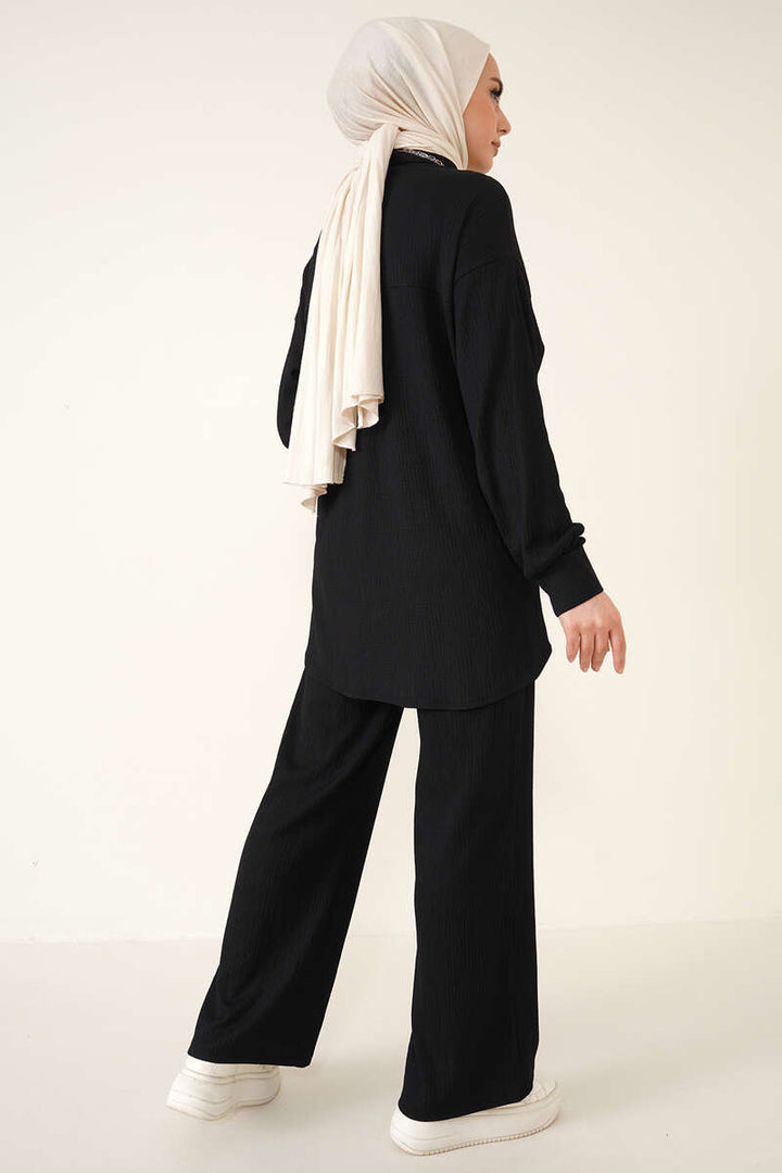BGD Women T5858 Knitted Hijab Two-Piece Set - Black - Avondale