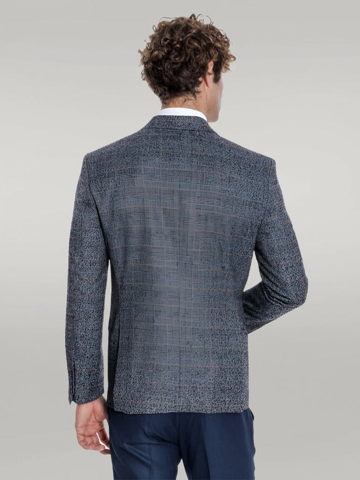 WSS Checked Navy Blue Men Blazer  - Singen