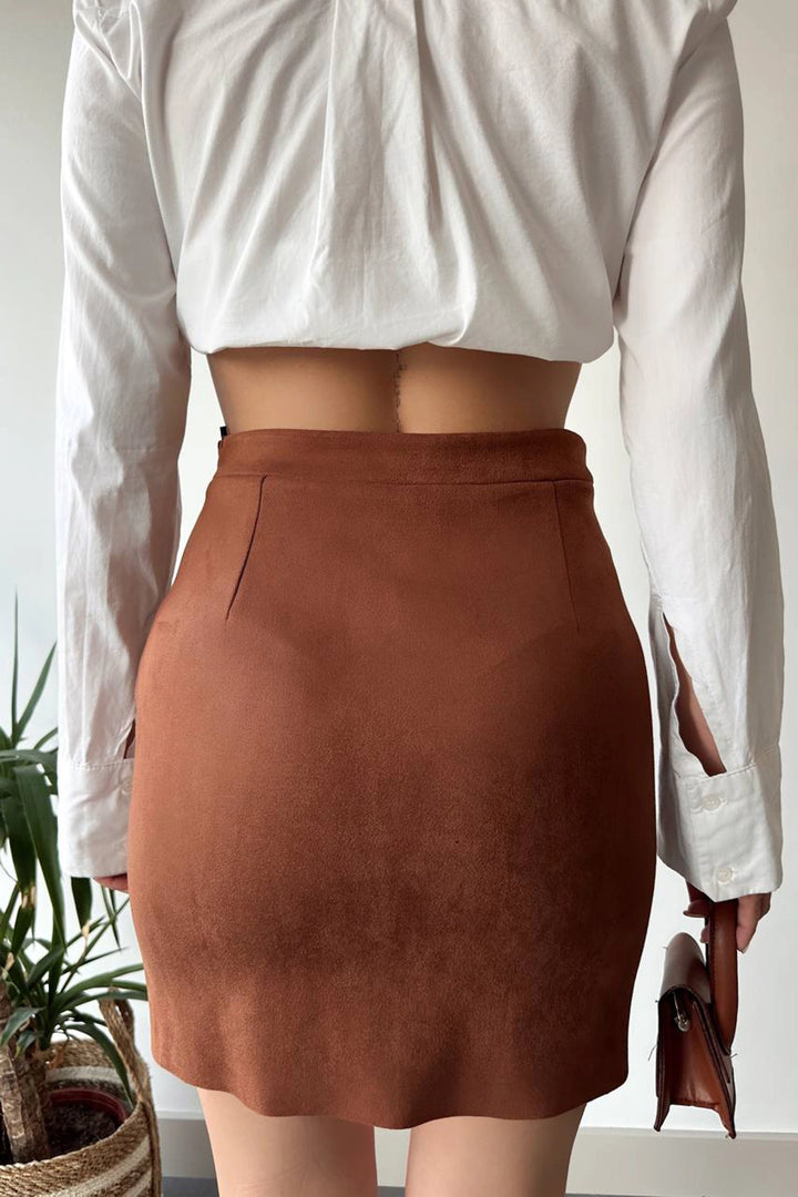 Taba Double Slit Zip Suede Skirt BC231015 - Boryslav