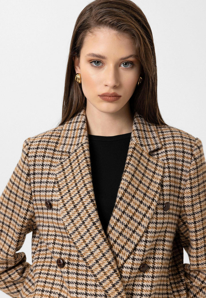 ANT Antioch Taba Kadın Kazayağı Desenli Blazer Ceket - Bangor