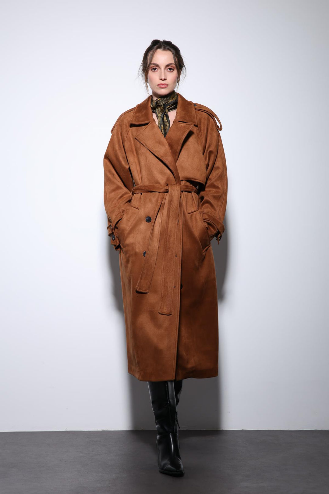 ANT Antioch Taba Double-Breasted Suede-Look Premium Women's Trench Coat - Ilioúpoli