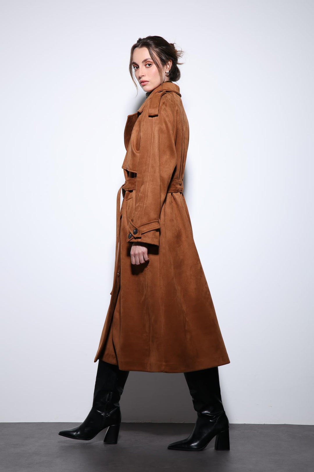 ANT Antioch Taba Double-Breasted Suede-Look Premium Women's Trench Coat - Ilioúpoli