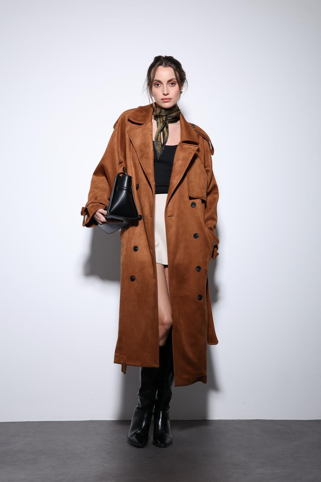 ANT Antioch Taba Double-Breasted Suede-Look Premium Women's Trench Coat - Ilioúpoli
