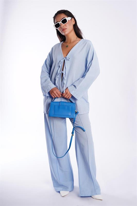MDX Blue Front Tied Top and Bottom Set Mg2423 - Zihuatanejo