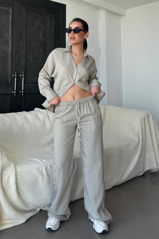 MDX Striped Gray Long Sleeve Shirt and Pants Set MG2329 - The Colony