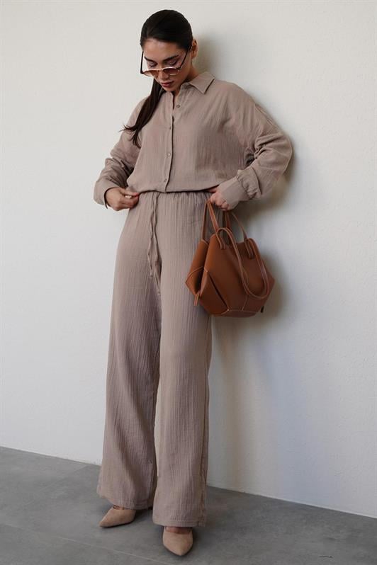 MDX Camel Basic Women's Shirt Pants Suit Mg2461 - Montélimar