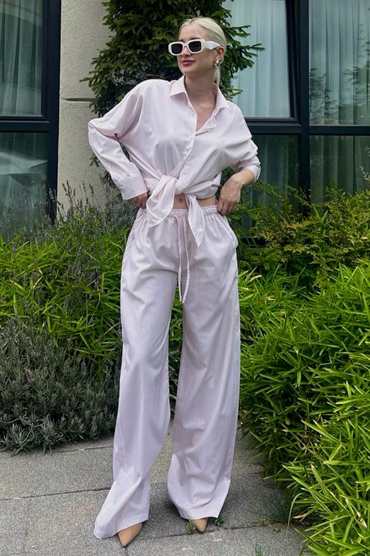 MDX Pink Long Sleeve Striped Shirt Pants Set MG2124 - Fredericksburg