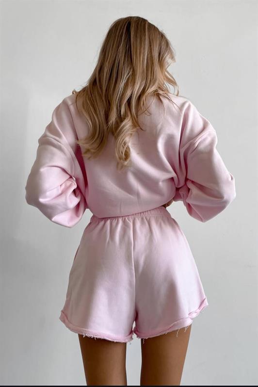MDX Pink Polo Neck Women's Shorts Sweatshirt Set Mg2375 - Tuttlingen