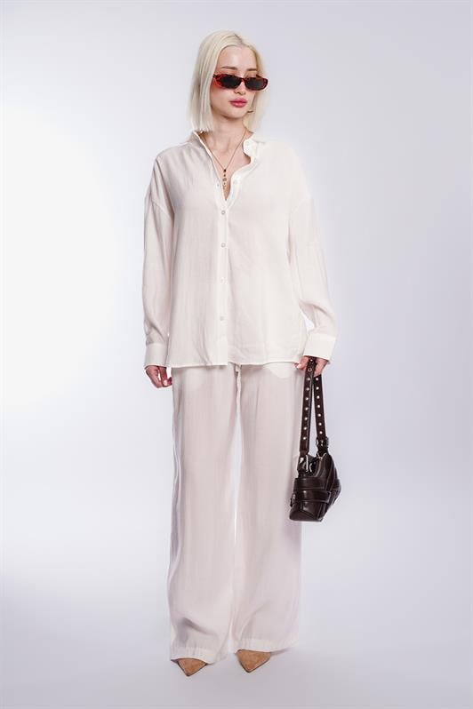 MDX White Basic Women's Shirt Pants Set Mg2352 - Colombes