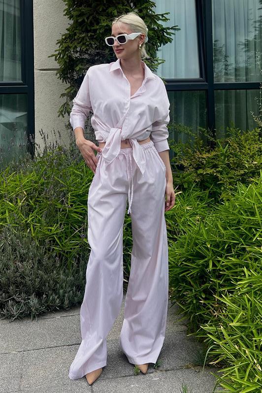 MDX Pink Long Sleeve Striped Shirt Pants Set MG2124 - Fredericksburg