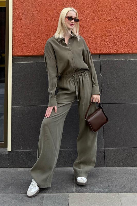 MDX Haki Basic Women's Shirt Pants Two Piece Set Mg2352 - Mexicali