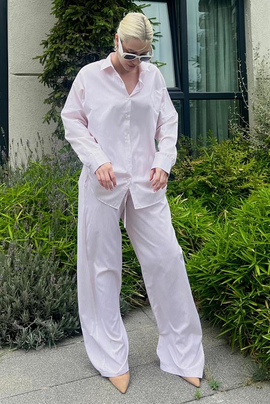 MDX Pink Long Sleeve Striped Shirt Pants Set MG2124 - Fredericksburg
