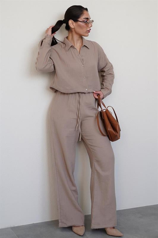 MDX Camel Basic Women's Shirt Pants Suit Mg2461 - Montélimar