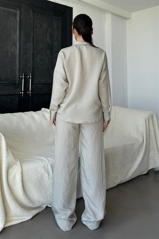 MDX Striped Gray Long Sleeve Shirt and Pants Set MG2329 - The Colony