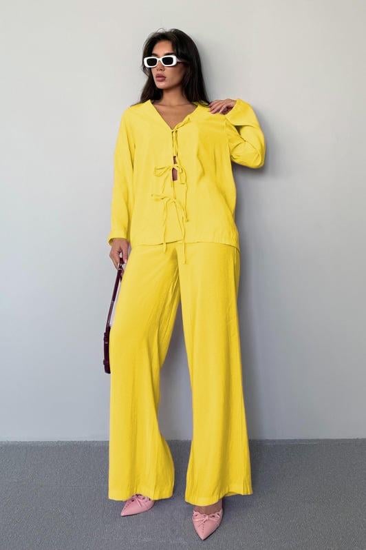 MDX Yellow Front Tied Top and Bottom Set Mg2473 - West Hollywood