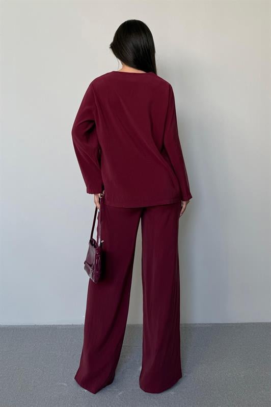 MDX Burgundy Front Tied Top and Bottom Set Mg2473 - Xico