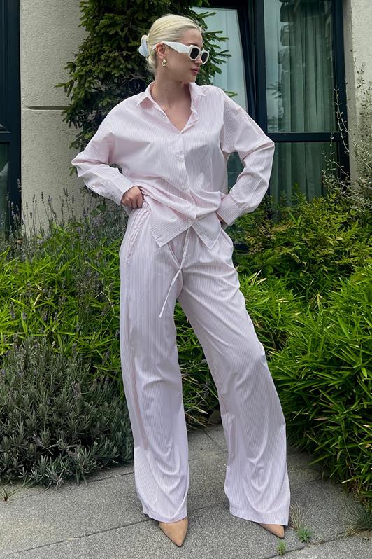MDX Pink Long Sleeve Striped Shirt Pants Set MG2124 - Fredericksburg