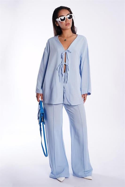 MDX Blue Front Tied Top and Bottom Set Mg2423 - Zihuatanejo