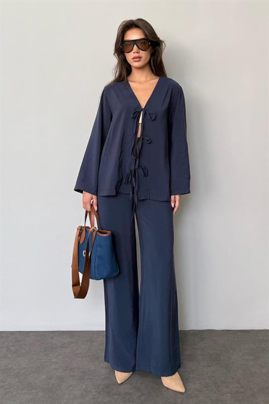 MDX Navy Blue Front Tied Top and Bottom Set Mg2473 - Lysychansk