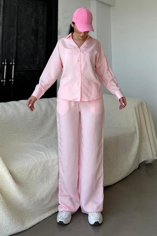 MDX Pink Long Sleeve Striped Shirt Pants Set MG2329 - Macclesfield