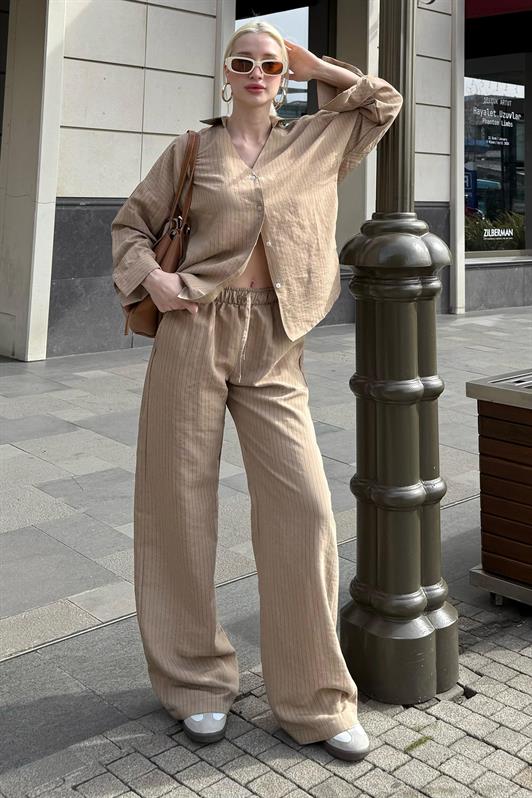 MDX Mink Long Sleeve Striped Shirt Pants Set MG2329 - Evergem
