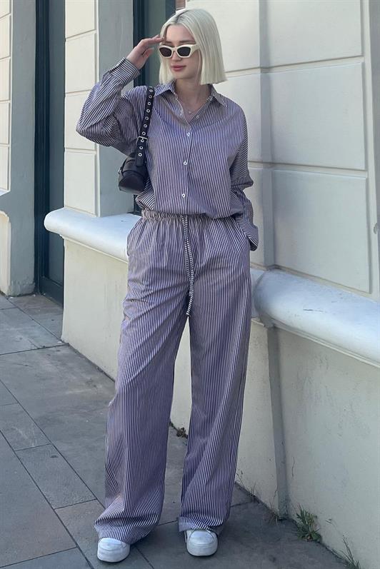 MDX Burgundy Long Sleeve Striped Shirt Pants Set MG2124 - Temecula