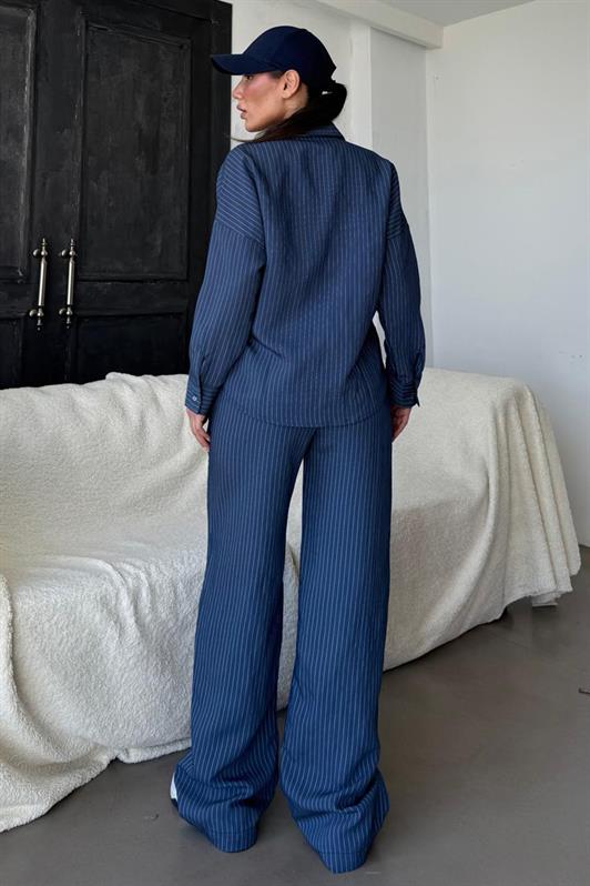 MDX Navy Blue Long Sleeve Striped Shirt Pants Set MG2329 - Santa Cruz
