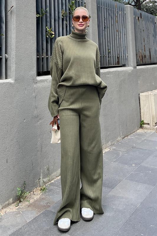 MDX Haki Long Sleeve Knit Sweater Pants Two Piece Set MG2173 - Kutaisi