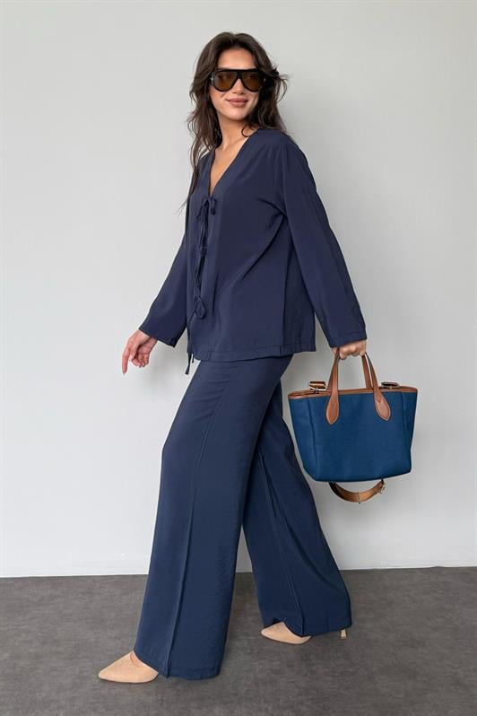 MDX Navy Blue Front Tied Top and Bottom Set Mg2473 - Lysychansk