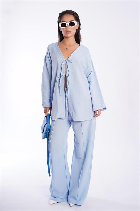 MDX Blue Front Tied Top and Bottom Set Mg2423 - Zihuatanejo