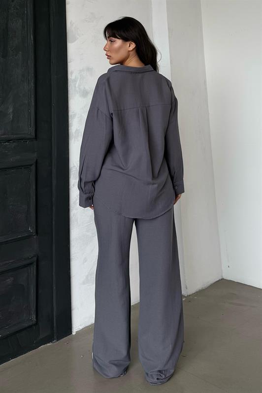 MDX Smoke Linen Women's Shirt Pants Set Mg2356 - Altadena