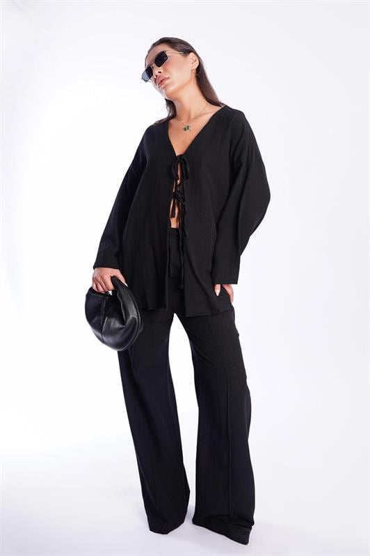 MDX Black Front Tied Top and Bottom Set Mg2423 - Lochau
