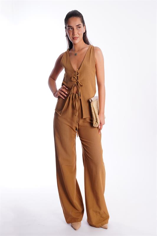 MDX Camel Front Tied Vest Pants Women's Suit Mg2403 - Gjilan
