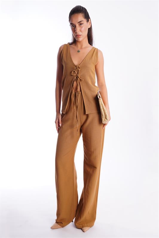 MDX Camel Front Tied Vest Pants Women's Suit Mg2403 - Gjilan