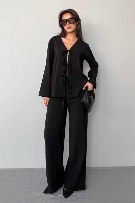 MDX Black Front Tied Top and Bottom Set Mg2473 - Springdale