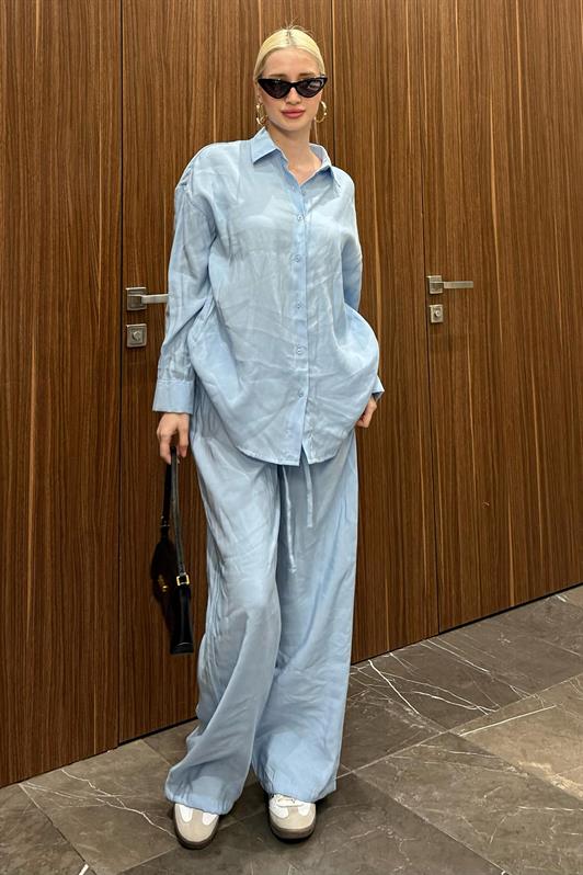 MDX Blue Basic Women's Shirt Pants Set Mg2352 - Braintree