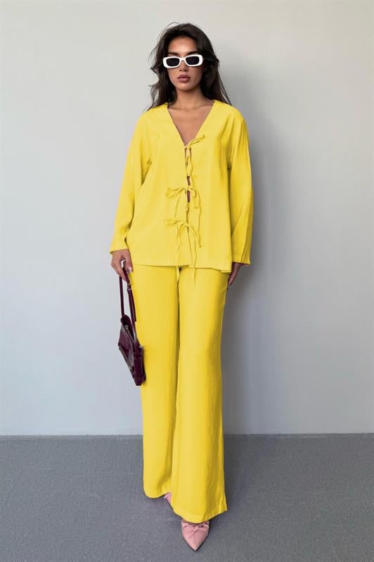 MDX Yellow Front Tied Top and Bottom Set Mg2473 - West Hollywood