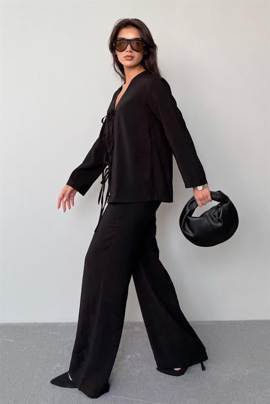 MDX Black Front Tied Top and Bottom Set Mg2473 - Springdale