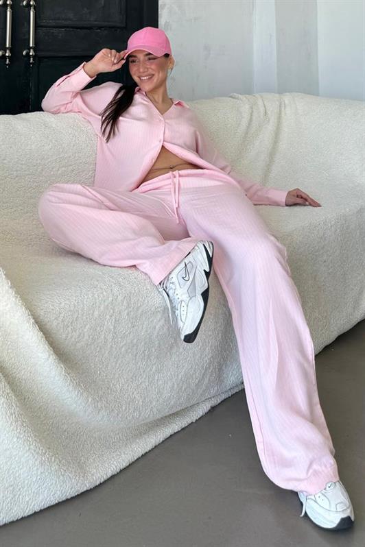 MDX Pink Long Sleeve Striped Shirt Pants Set MG2329 - Macclesfield