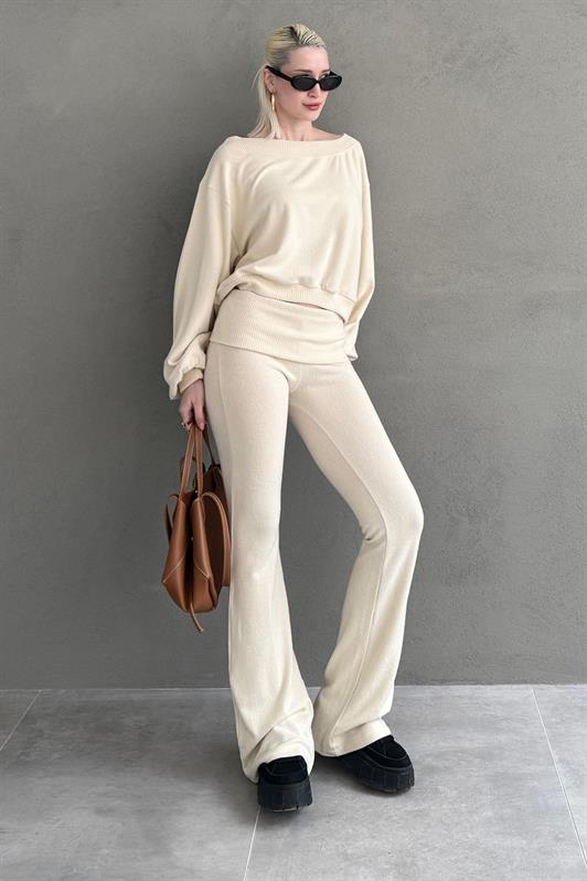 MDX Beige Blue Blouse Pants Set Mg2289 - Bethlehem