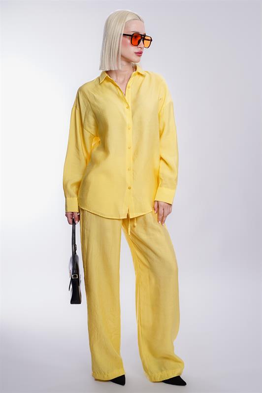 MDX Yellow Basic Women's Shirt Pants Set Mg2352 - Yevpatoriia