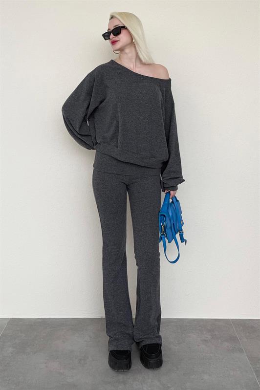 MDX Anthracite Blouse Pants Set Mg2289 - Oswego