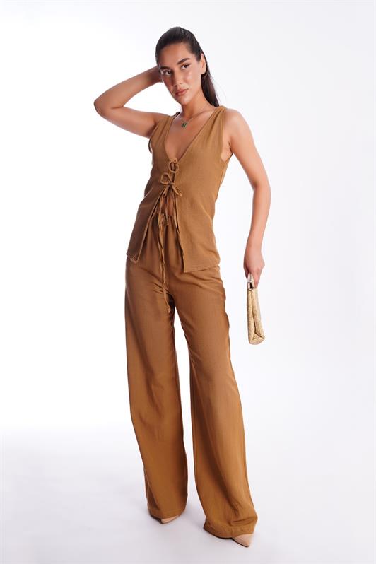 MDX Camel Front Tied Vest Pants Women's Suit Mg2403 - Gjilan