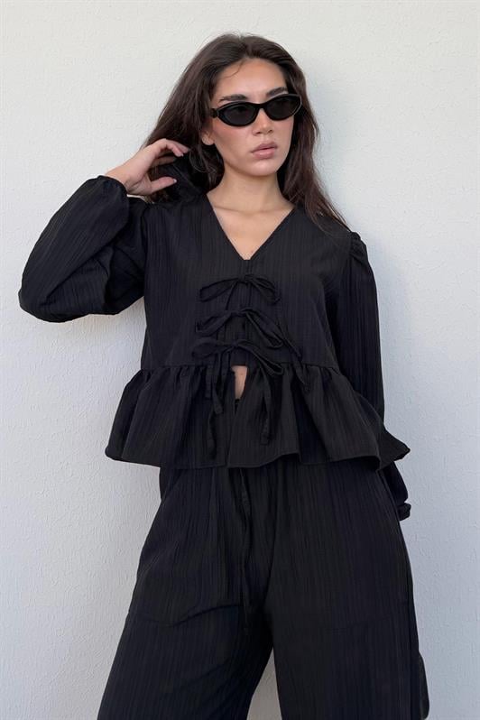 MDX Black Front Tied Blouse Pants Suit MG2343 - St. Catharines