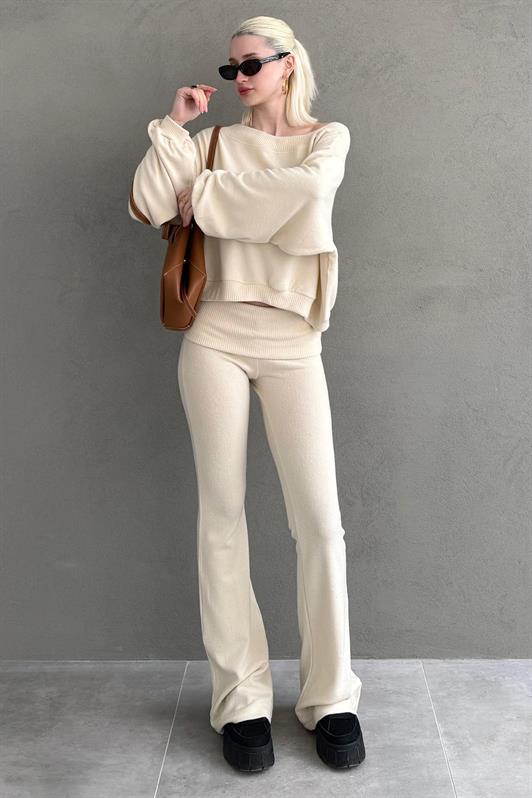 MDX Beige Blue Blouse Pants Set Mg2289 - Bethlehem