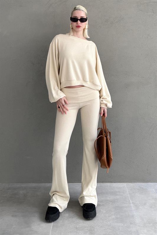 MDX Beige Blue Blouse Pants Set Mg2289 - Bethlehem