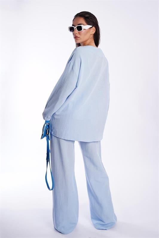 MDX Blue Front Tied Top and Bottom Set Mg2423 - Zihuatanejo