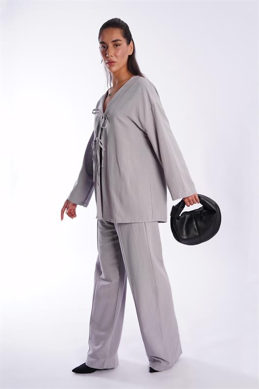 MDX Painted Gray Front Tied Top and Bottom Set Mg2423 - Năvodari