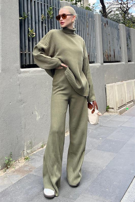 MDX Haki Long Sleeve Knit Sweater Pants Two Piece Set MG2173 - Kutaisi